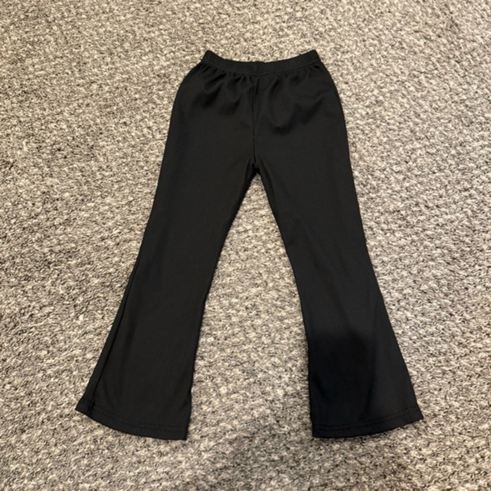 Kids Black Flared Pants ribbed 5t